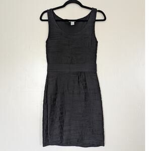 H&M LBD Dress Small Black Sleeveless Form Fitting‎ Pull on Textured Lined Mini